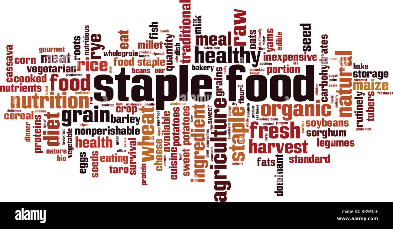 Staple food word cloud concept. Vector illustration Stock Vector
