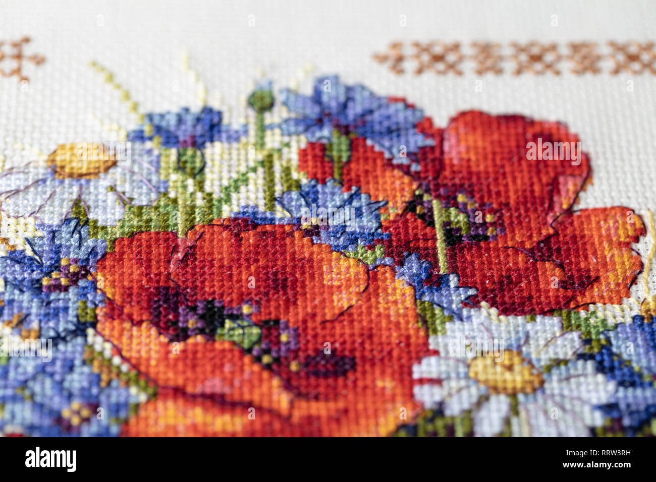 embroidered crossstitch pattern Stock Photo Alamy