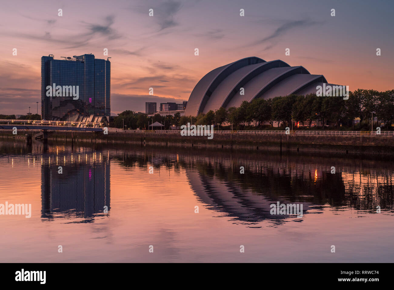 Glasgow/Scotland - September 20 2016: View of the SEC Armadillo from across the Clyde River Stock Photo