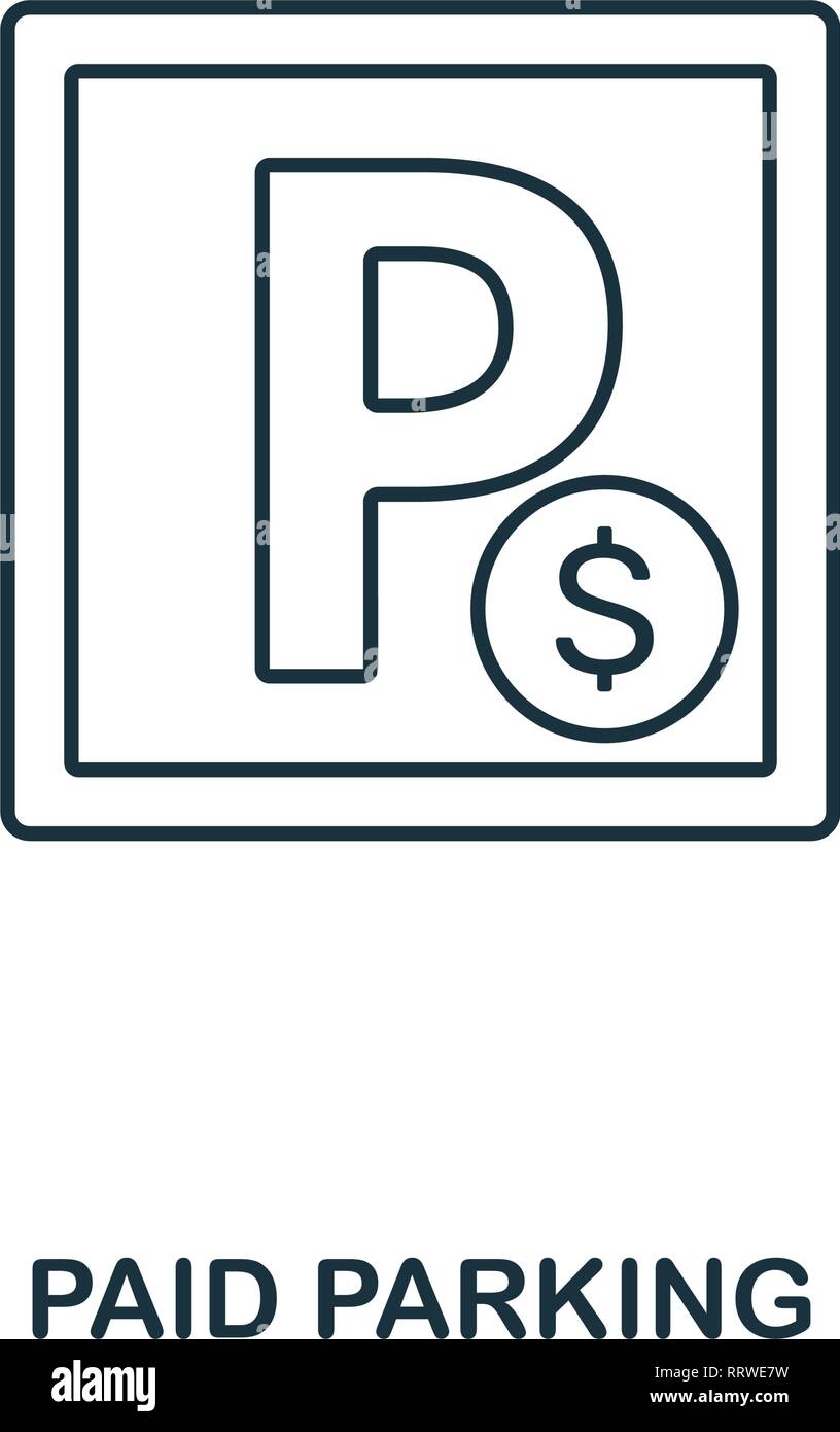 Paid Parking icon. Outline thin line style from airport icons