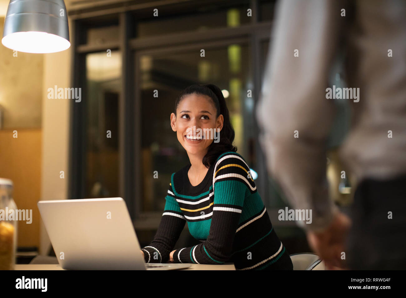 Woman watching man laptop hi-res stock photography and images - Alamy