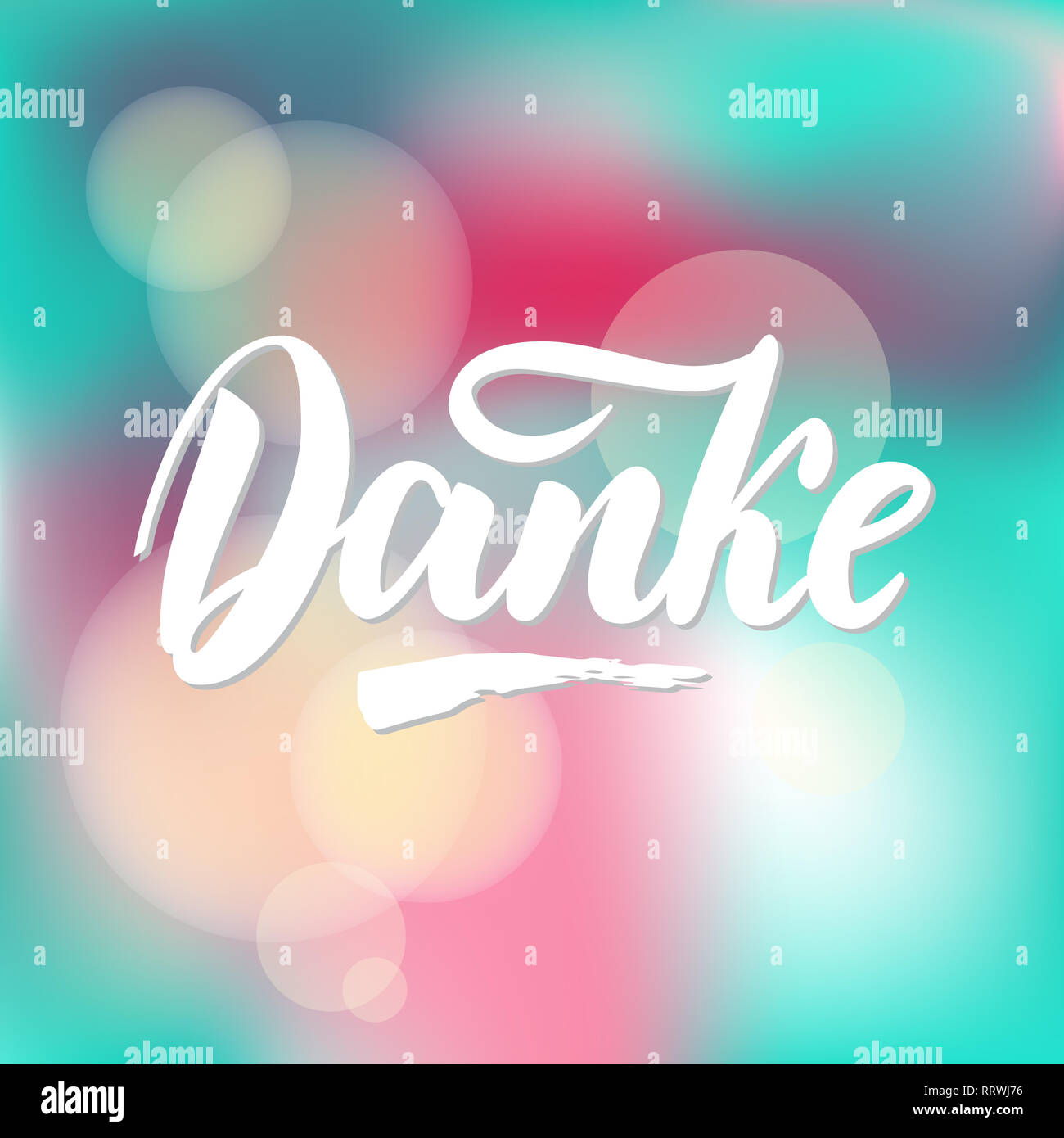 Thank you in German. calligraphy. Danke poster or card. Grey Letters on colorful abstract