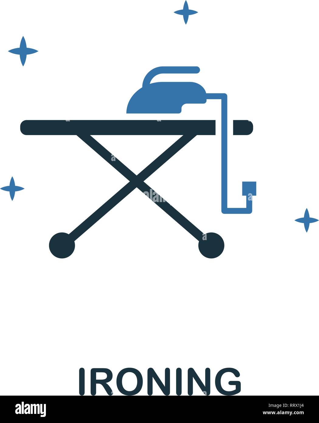 Ironing icon. Creative two colors design from cleaning icons collection. UI and UX usage. Illustration of ironing icon. Pictogram isolated on white Stock Vector