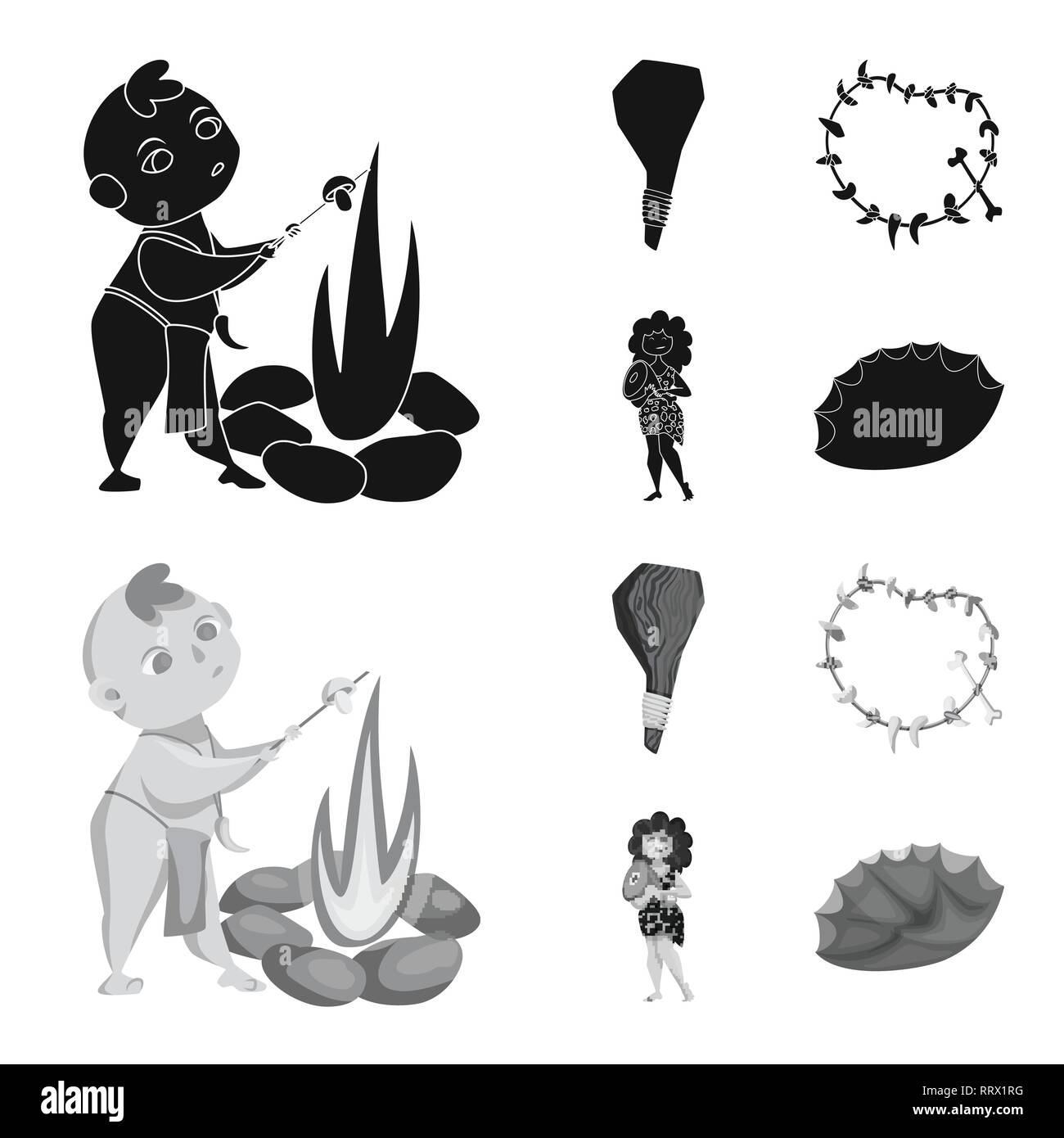 Vector illustration of evolution and prehistory symbol. Collection of ...