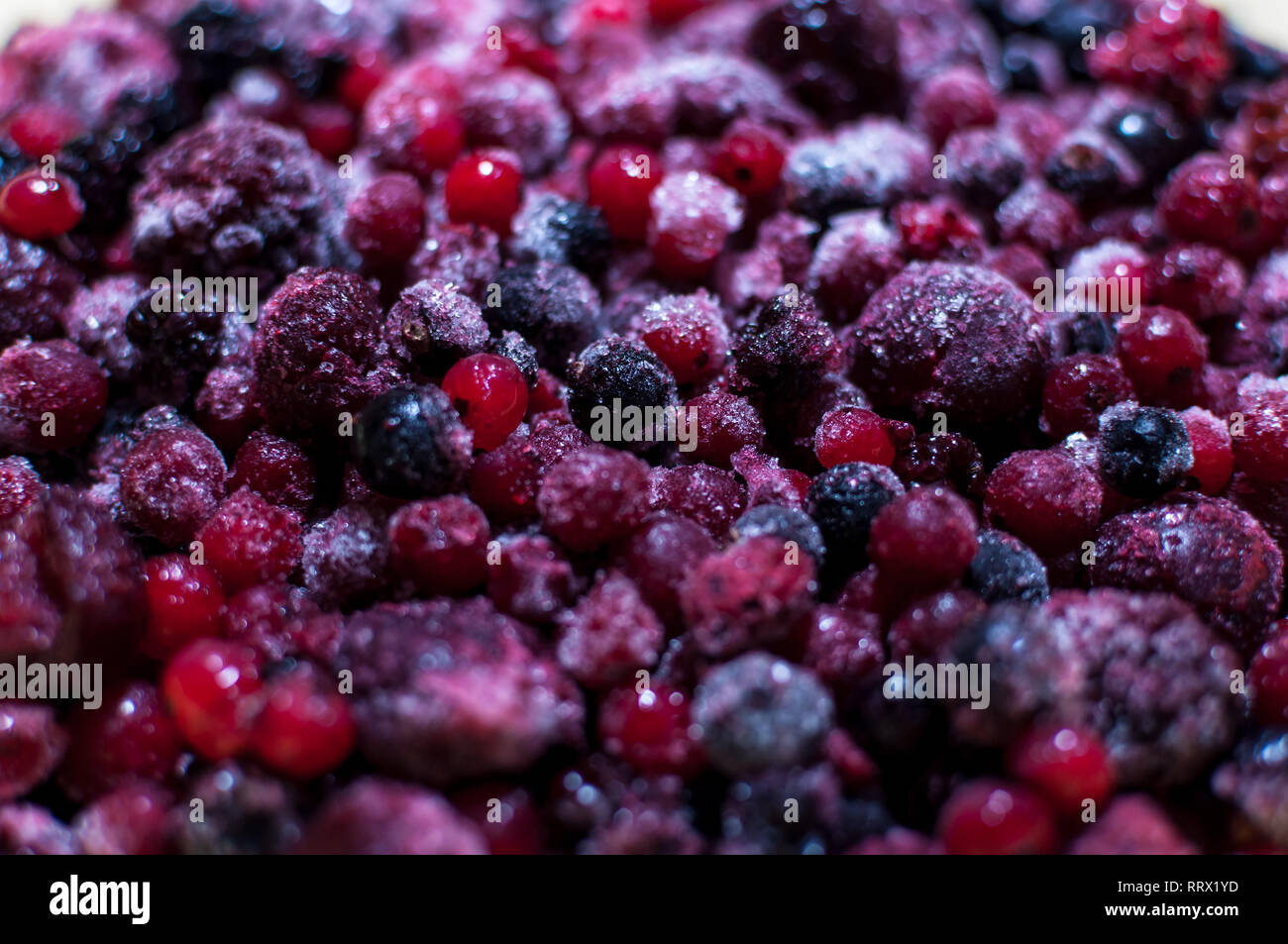 Closeup of frozen berries. Healthy fruit. Natural antioxidant Stock