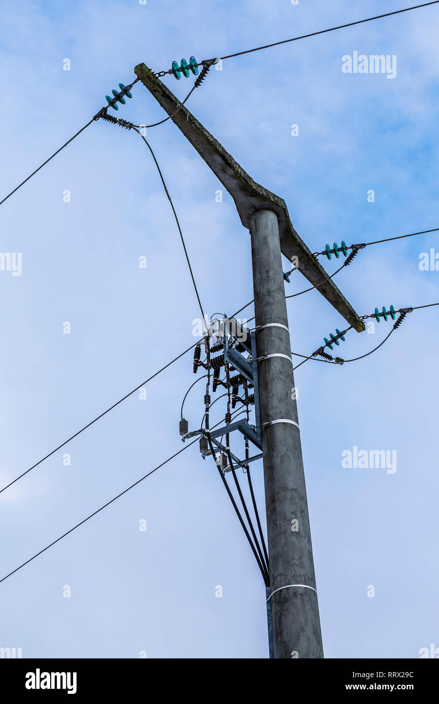 Electricity pylon and power line Stock Photo