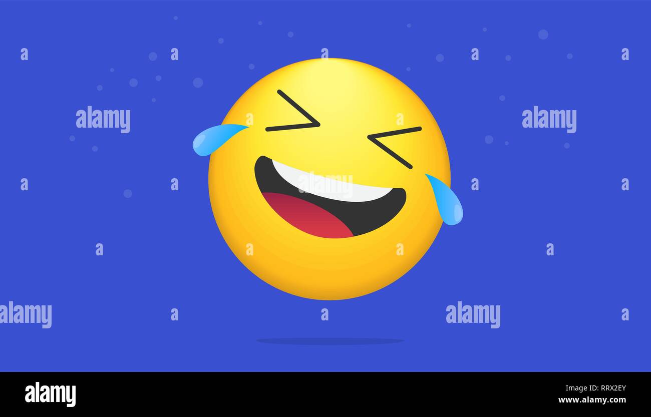 Laughing Bright Emoticon Vector Concept Illustration Of Smiling Emoji Icon For Chat Messengers And Networks Flat Positive Emotion Symbol Isolated On Stock Vector Image Art Alamy