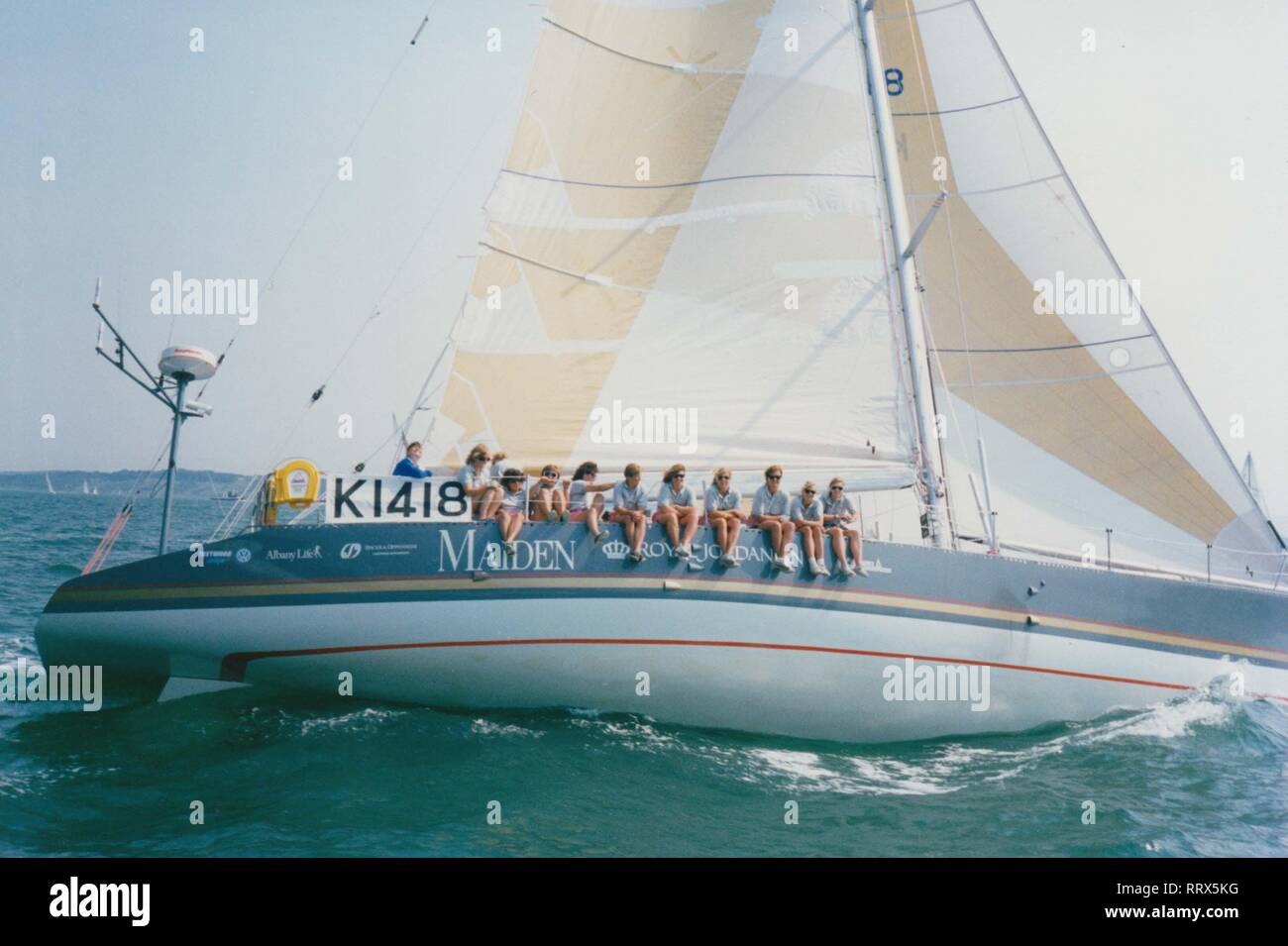RELEASE DATE: June 28, 2019 TITLE: Maiden STUDIO: Sony Pictures Classics DIRECTOR: Alex Holmes PLOT: The story of Tracy Edwards, a 24-year-old cook on charter boats, who became the skipper of the first ever all-female crew to enter the Whitbread Round the World Race in 1989. STARRING: Tracy Edwards, Mikaela von Koskull, Michele Paret (back turned), Jo Gooding, Claire Warren, Angela Heath, Sarah Davies, Amanda Swan Neal, Dawn Riley, Sally Hunter, Jeni Mundy, Tanja Viss. (Credit Image: © Sony Pictures Classics/Entertainment Pictures) Stock Photo