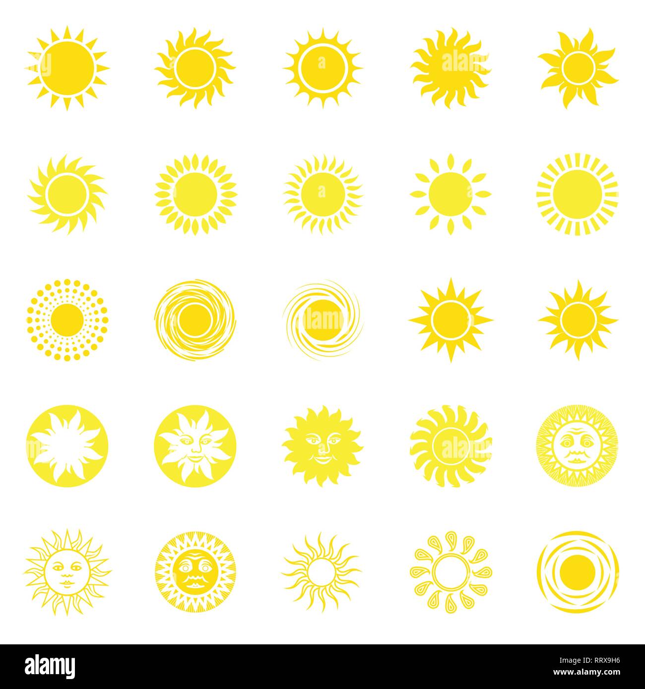 Sun icons set on white background for graphic and web design, Modern ...