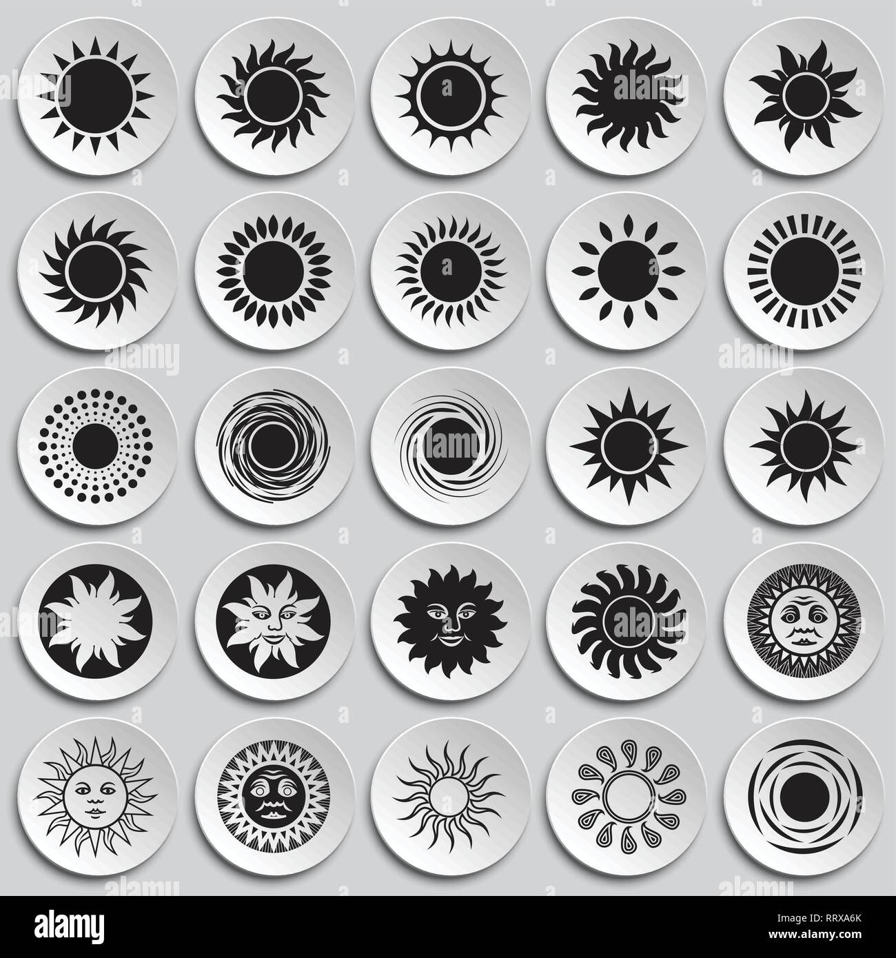 Sun icons set on plates background for graphic and web design, Modern ...