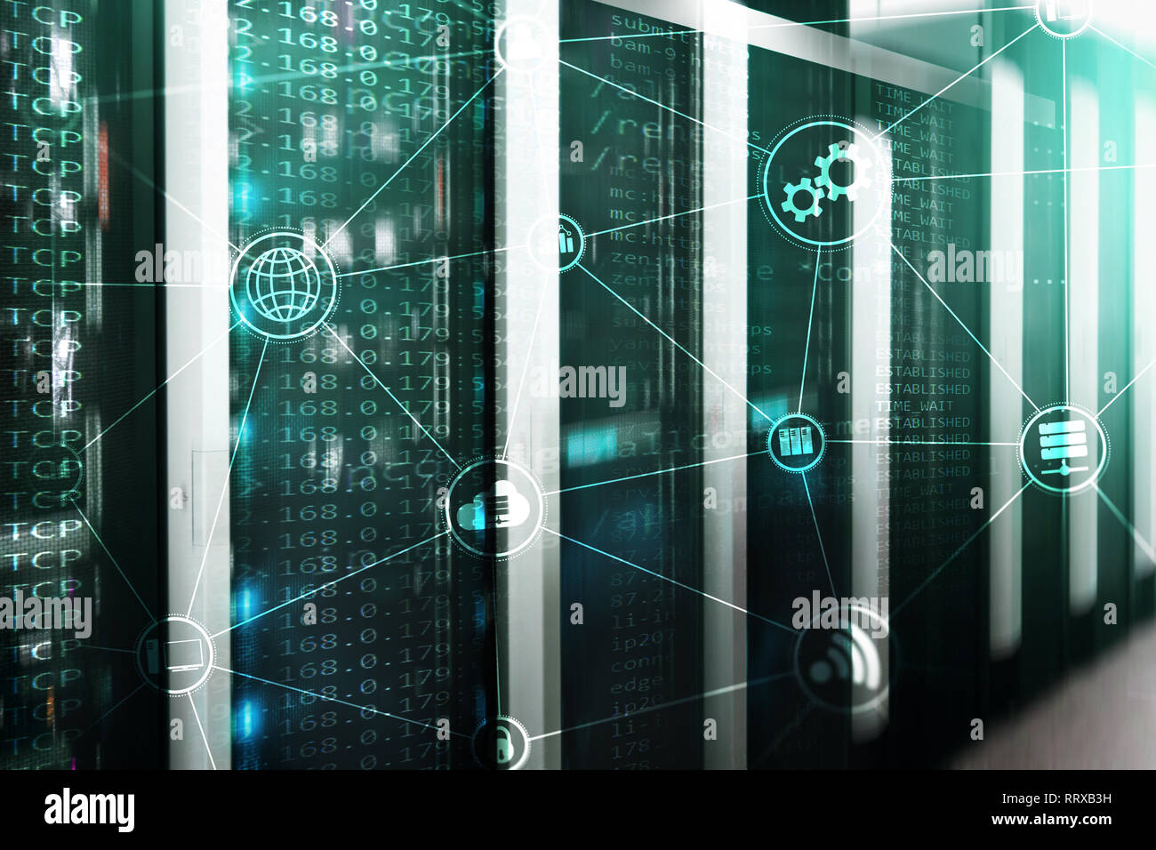 Technology infrastructure cloud computing and communication. Internet ...