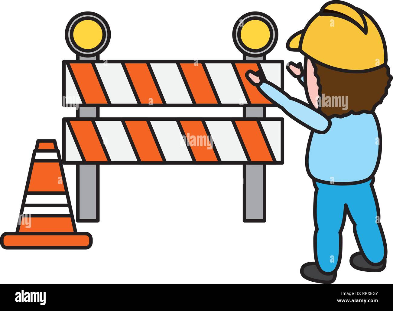 worker traffic barrier cone Stock Vector Image & Art - Alamy