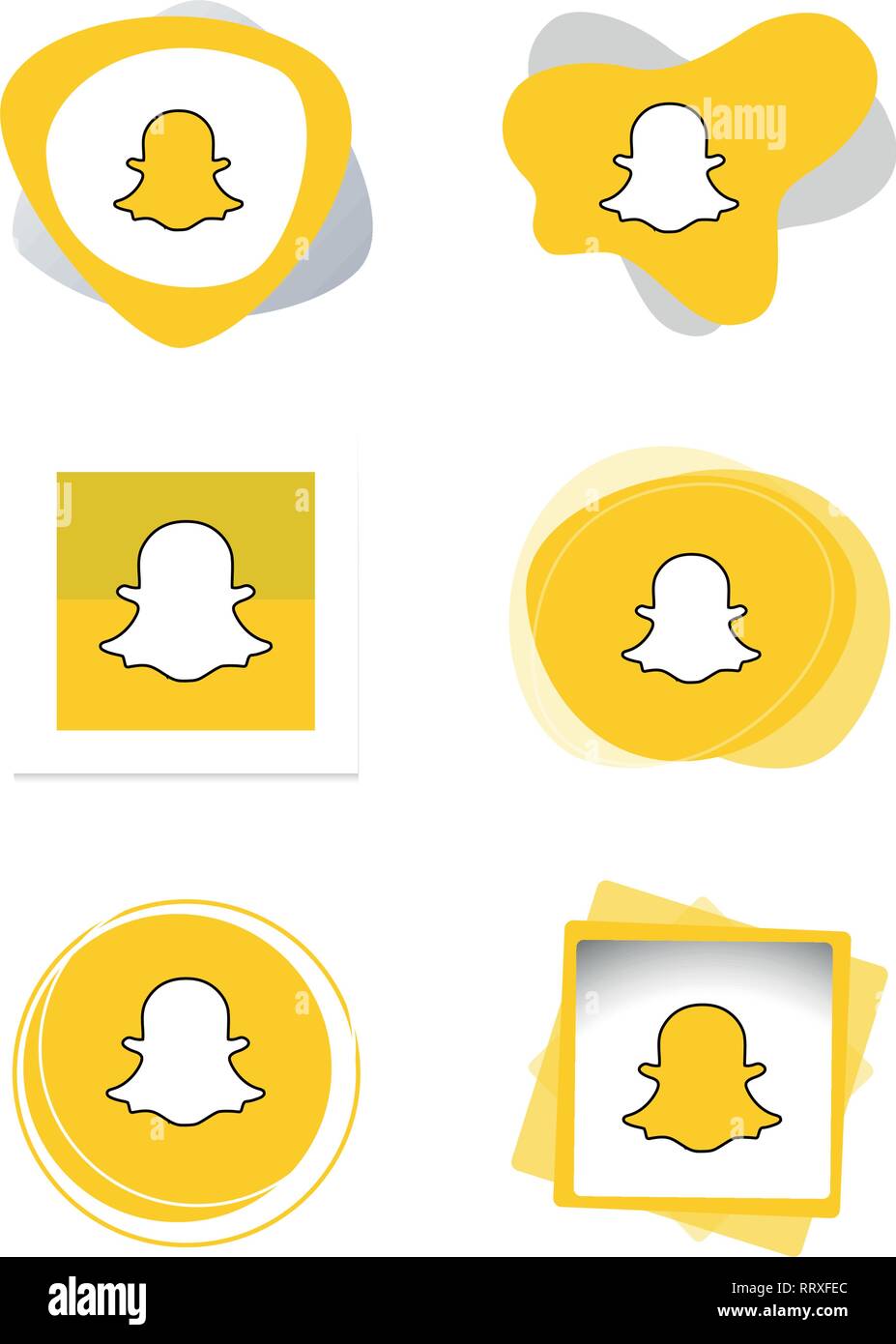 snapchat  snap chat icon logo collection set Social media Vector Illustrator Stock Vector