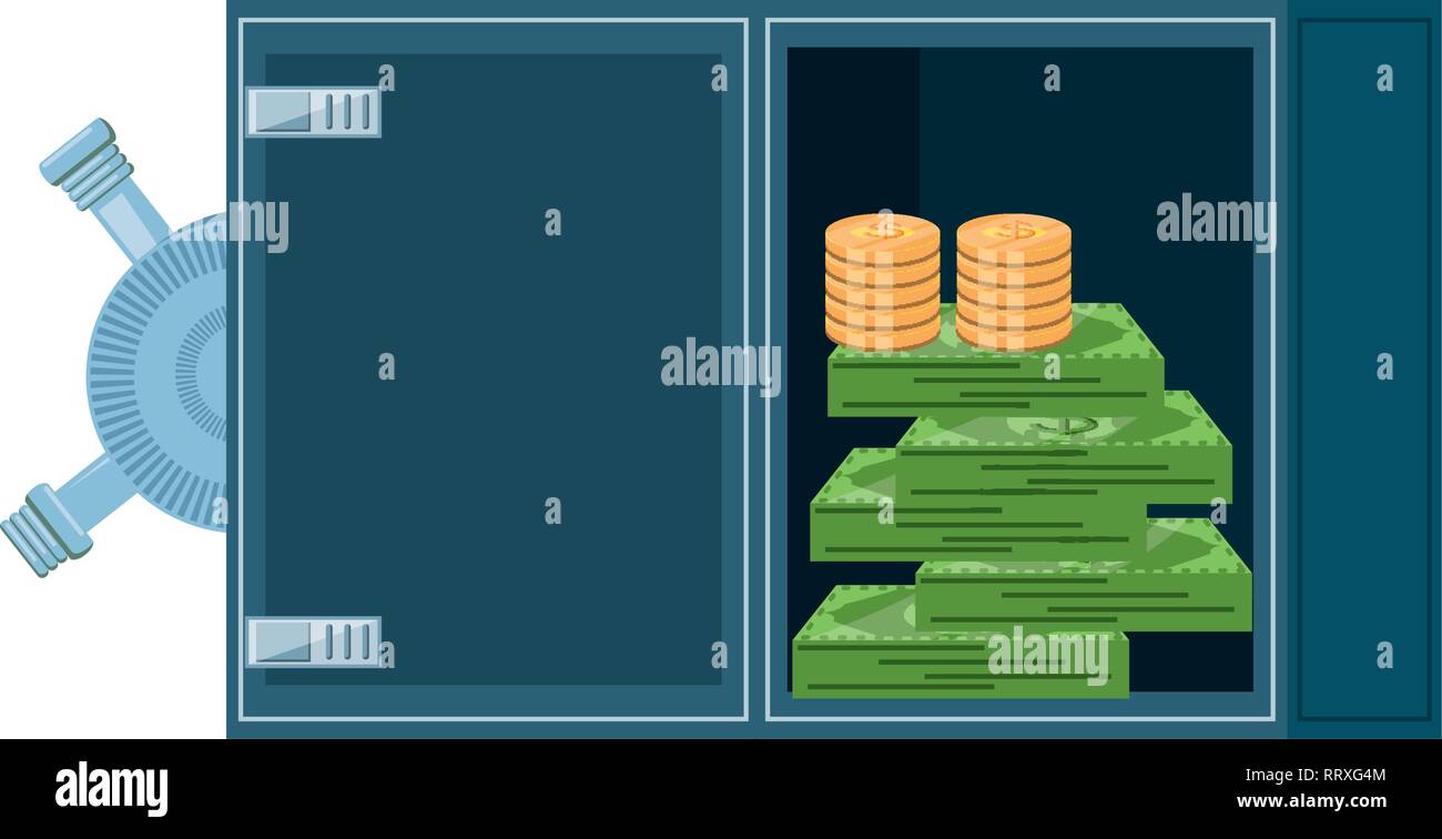 safe box security with money cash vector illustration design Stock ...