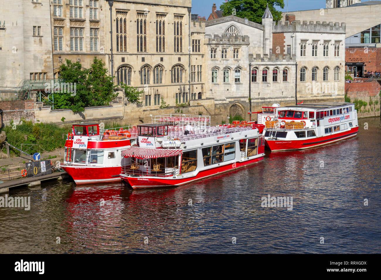 Tourist Boats Belonging To City Cruises York Moored On The River Ouse Tourist Boats Belonging To City Cruises York Moored On The River Ouse