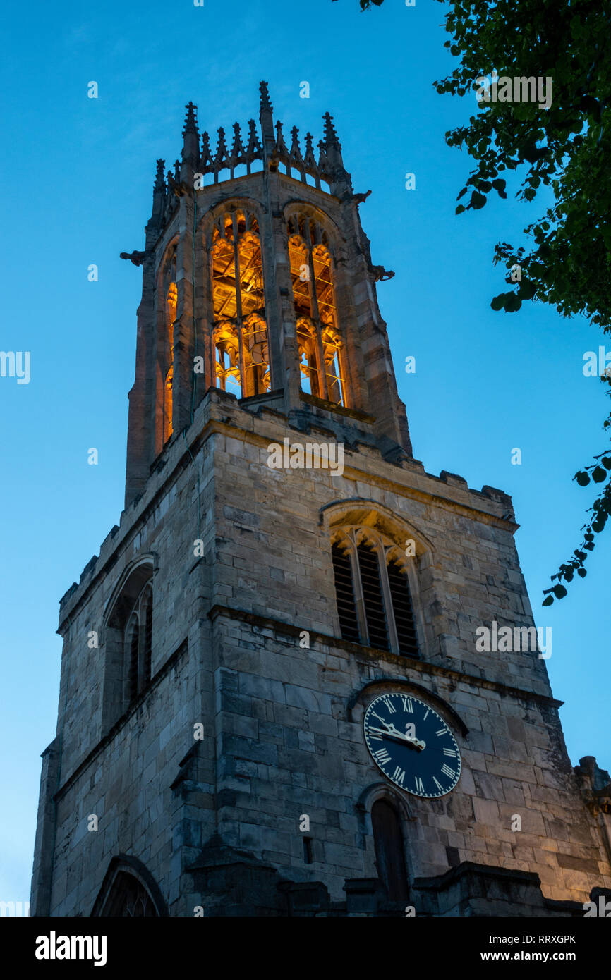 Early evening view of the All Saints' Pavement Church in the City of York, North Yorkshire, UK