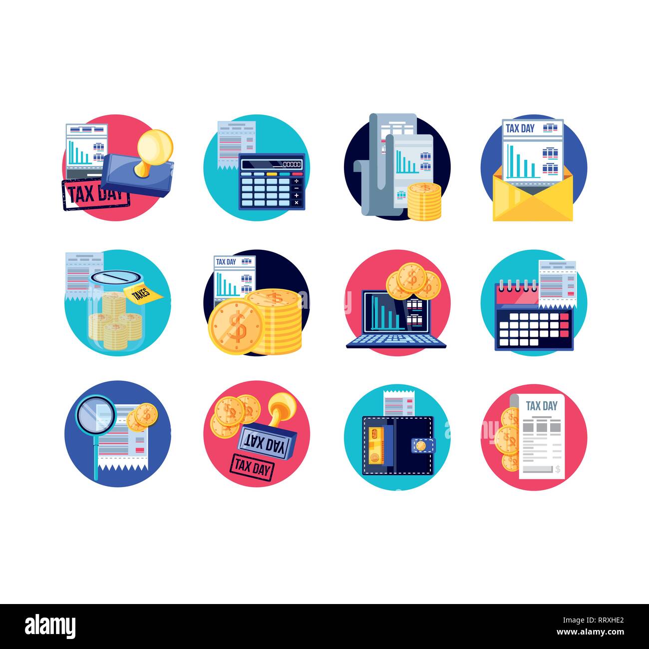 tax day with set icons vector illustration design Stock Vector Image ...