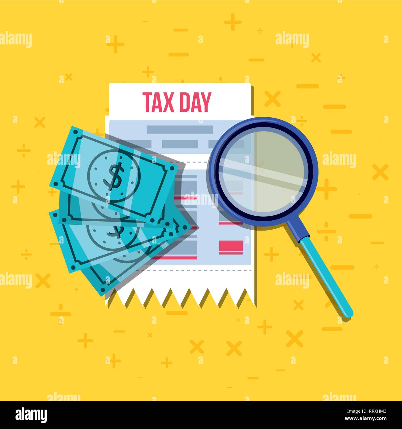 tax day with voucher and set icons vector illustration design Stock ...