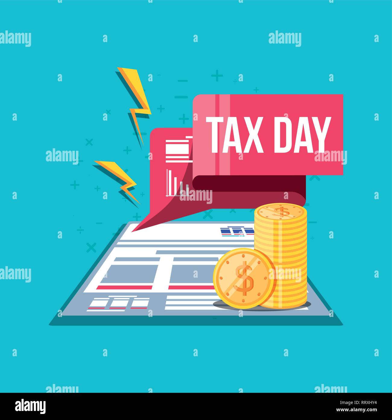 tax day with document and set icons vector illustration design Stock ...
