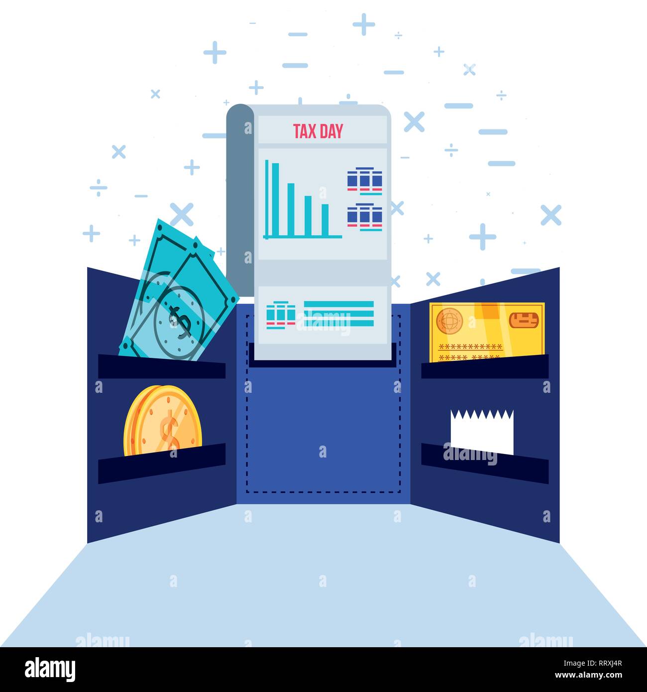 tax day with document and set icons vector illustration design Stock ...