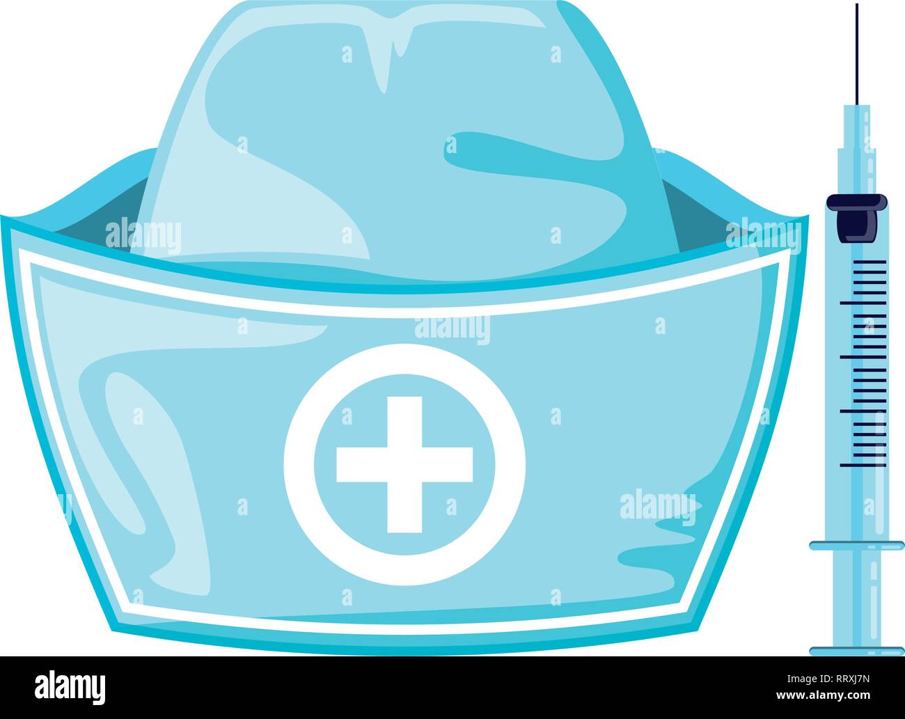 nurse hat with injection isolated icon vector illustration design Stock ...