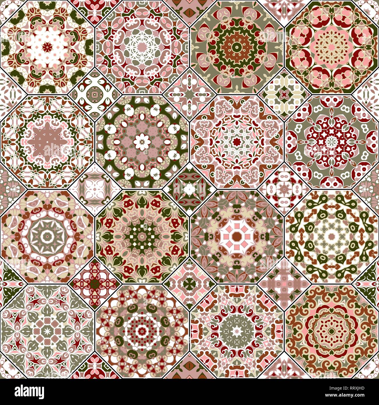 Octagonal Motif Vector set of octagonal and square ornaments. Decorative and design ...