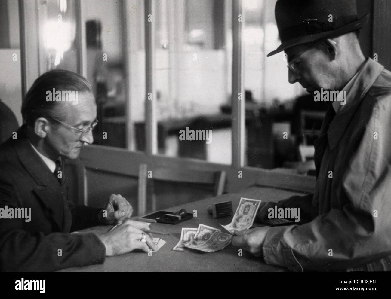 Germany - Leipziger Herbstmesse, DDR 1948,  Geldumtausch: 'Deutsches Geld gegen Deutsches Geld' Stock Photo