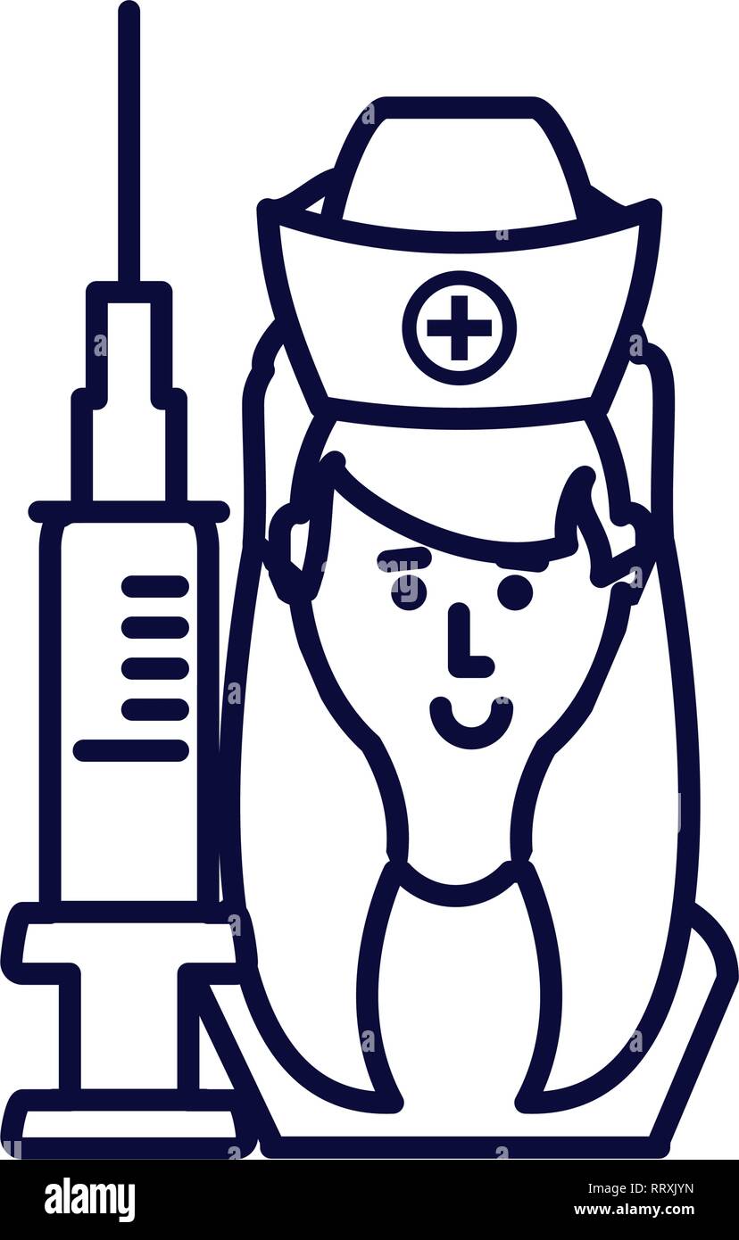medical nurse with injection avatar character vector illustration ...