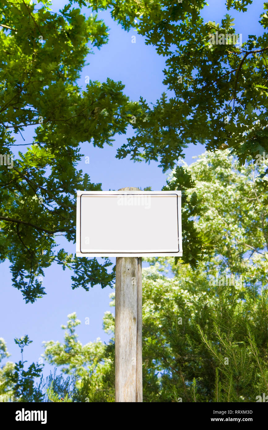 Blank sign in the countryside: space for text insertion Stock Photo - Alamy