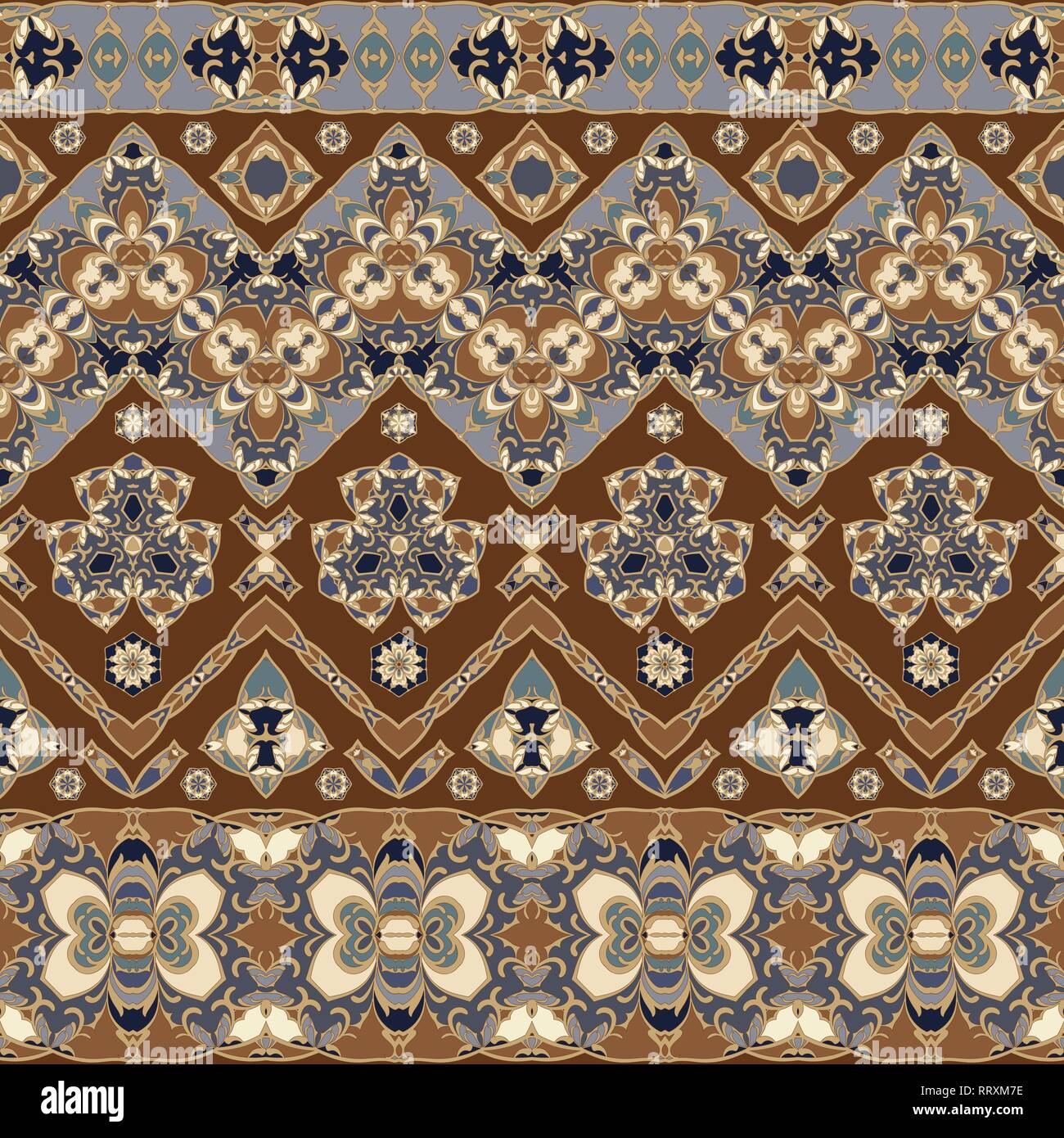 Seamless ethnic patterns for border. Repeated oriental motif for fabric ...