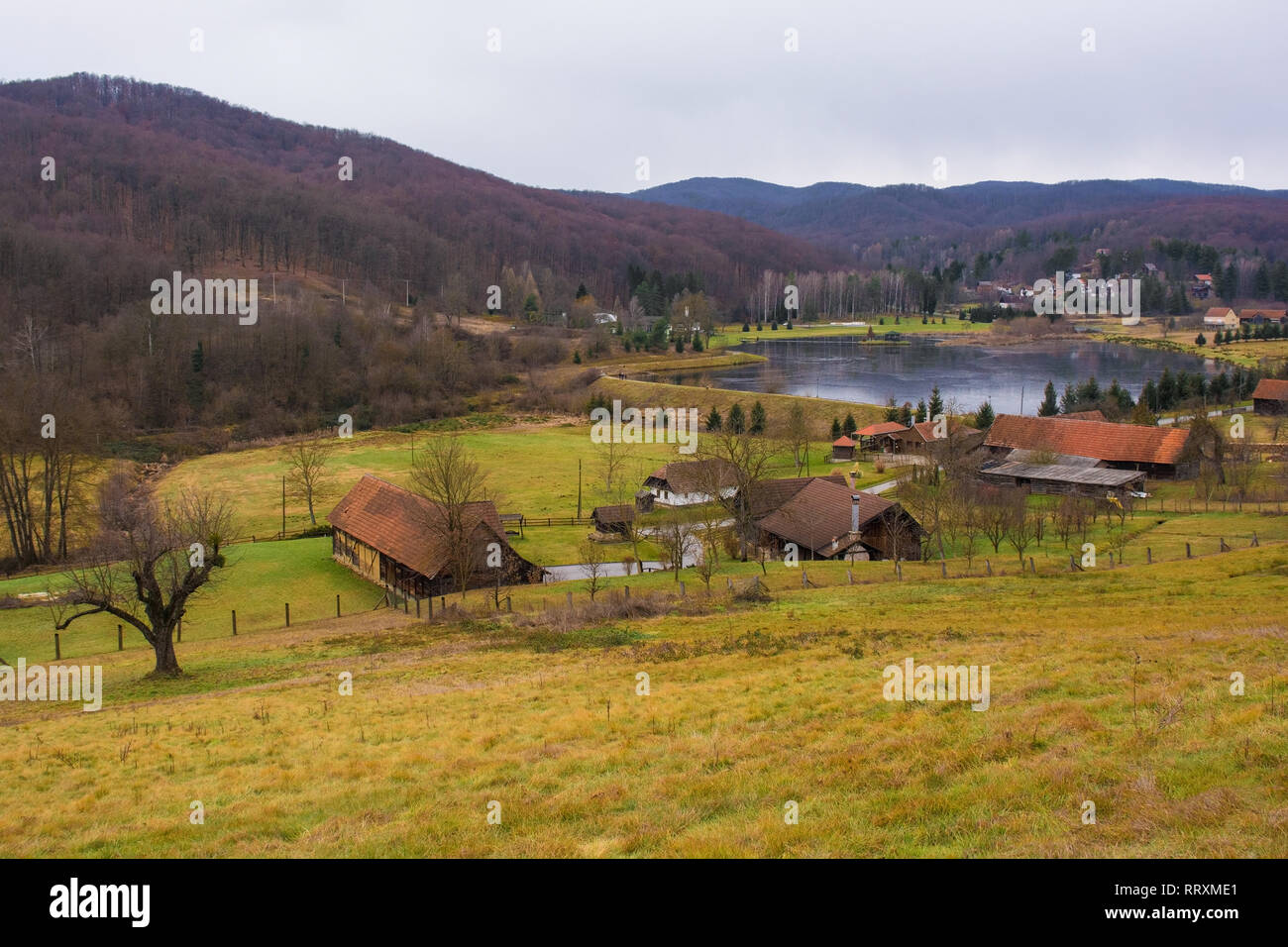 The winter landscape around Podgaric in Bjelovar-Bilogora County, central Croatia Stock Photo
