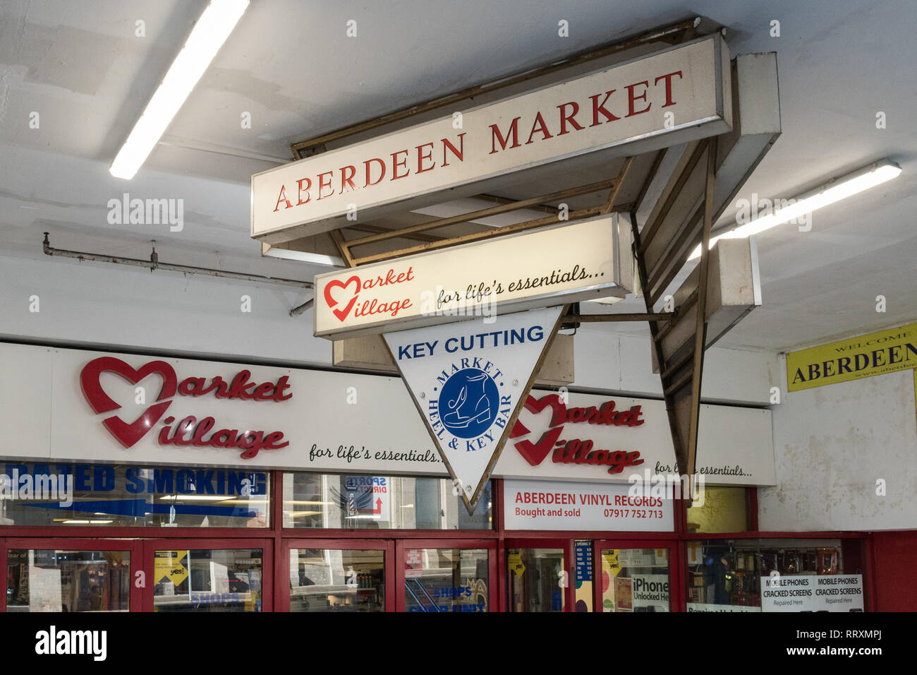 Aberdeen indoor market sign, Aberdeen, Scotland, UK Stock Photo