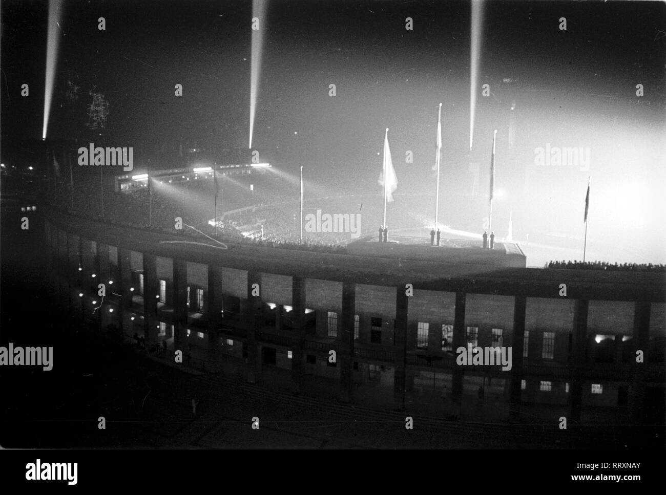 Germany - Sommerolympiade 1936 in Berlin, Ansicht des Stadions bei Nacht Stock Photo