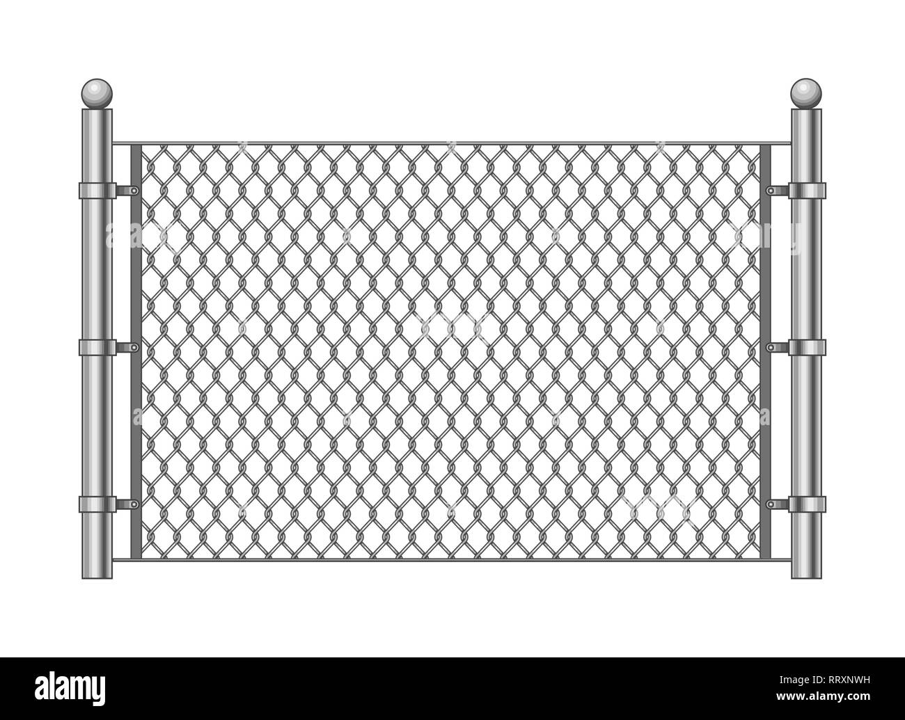 Metal chainlink fence. Vector steel linked chains fencing, enclosure