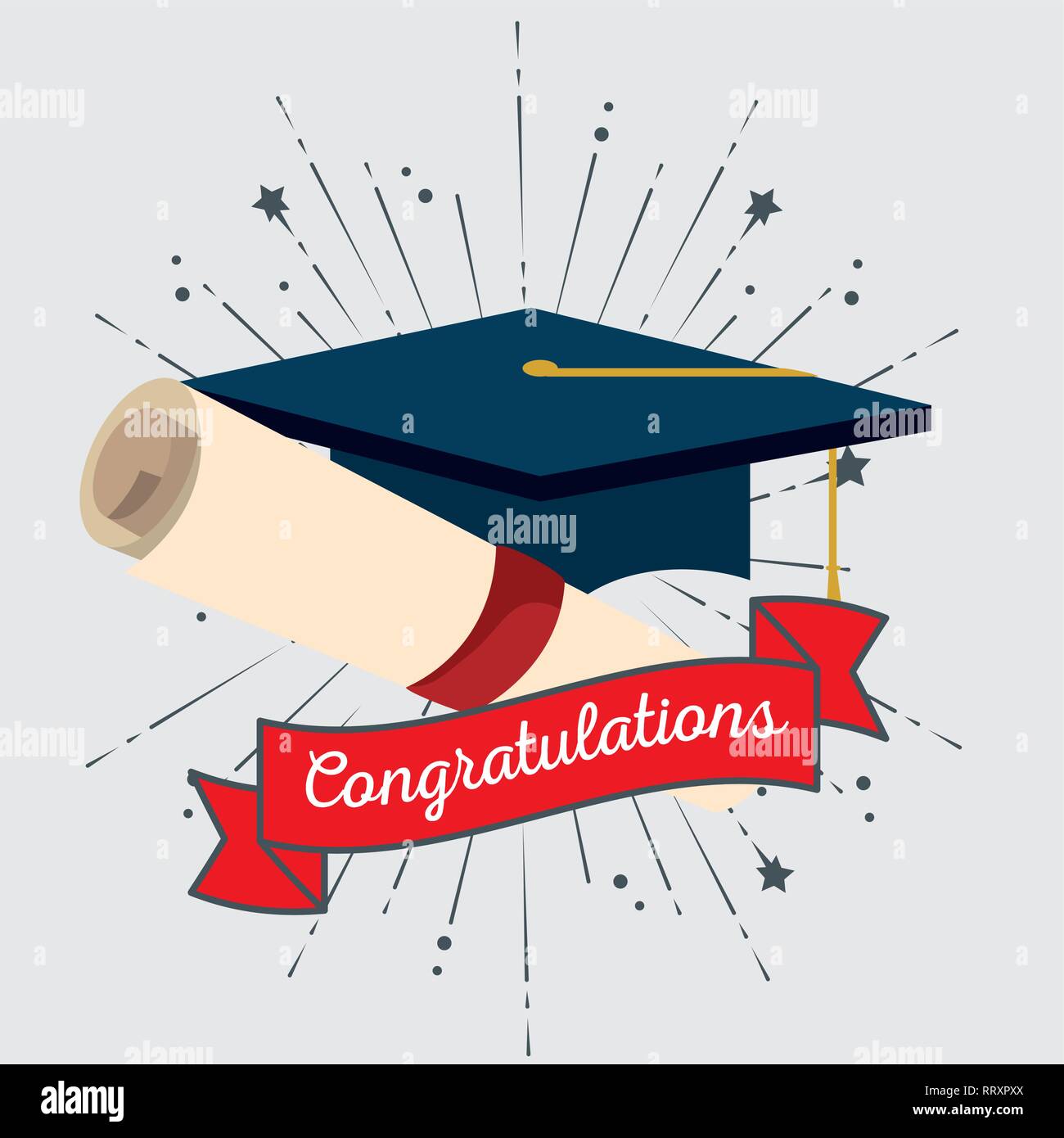 graduation cap with ribbon to congraduation event Stock Vector Image