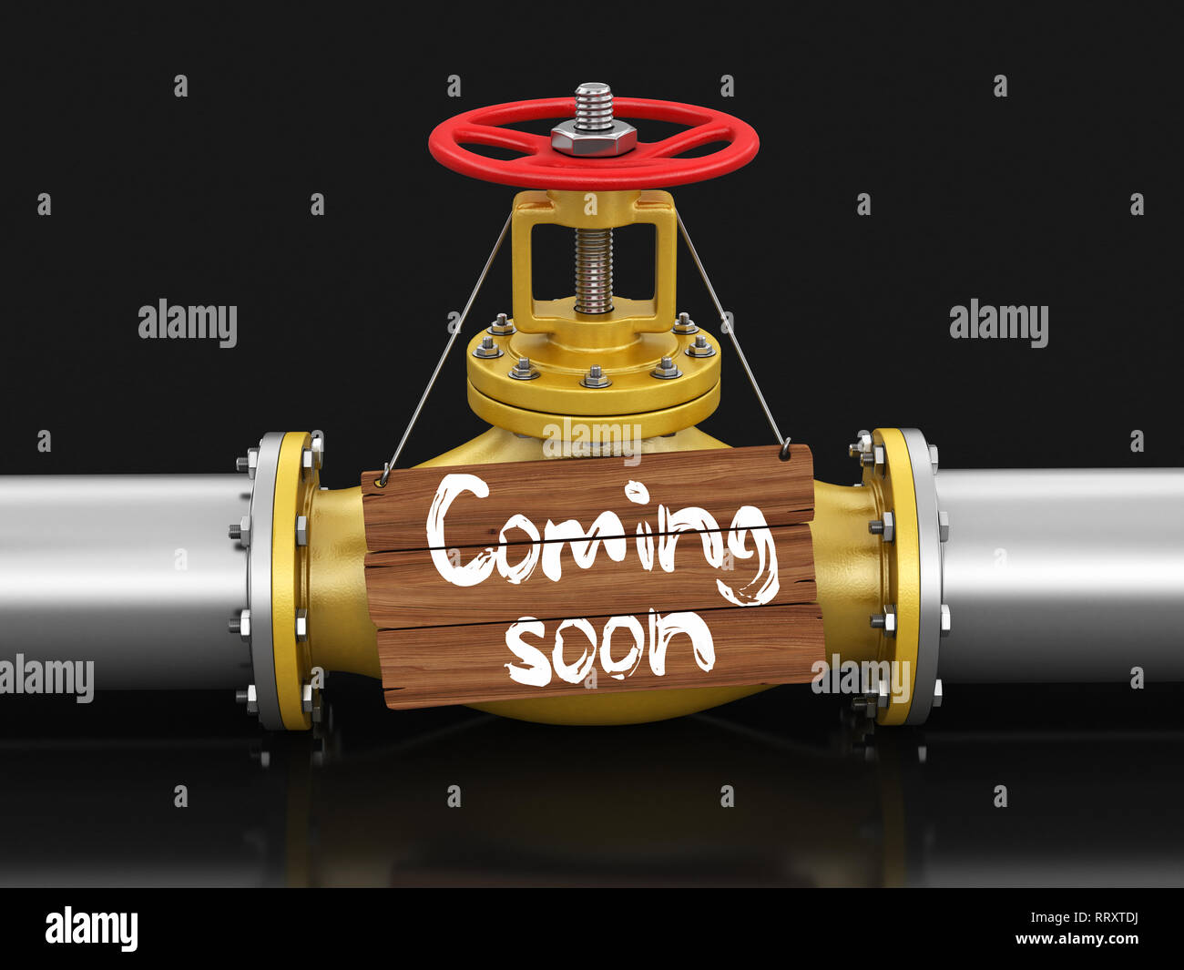 Pipeline with Coming soon. Image with clipping path Stock Photo