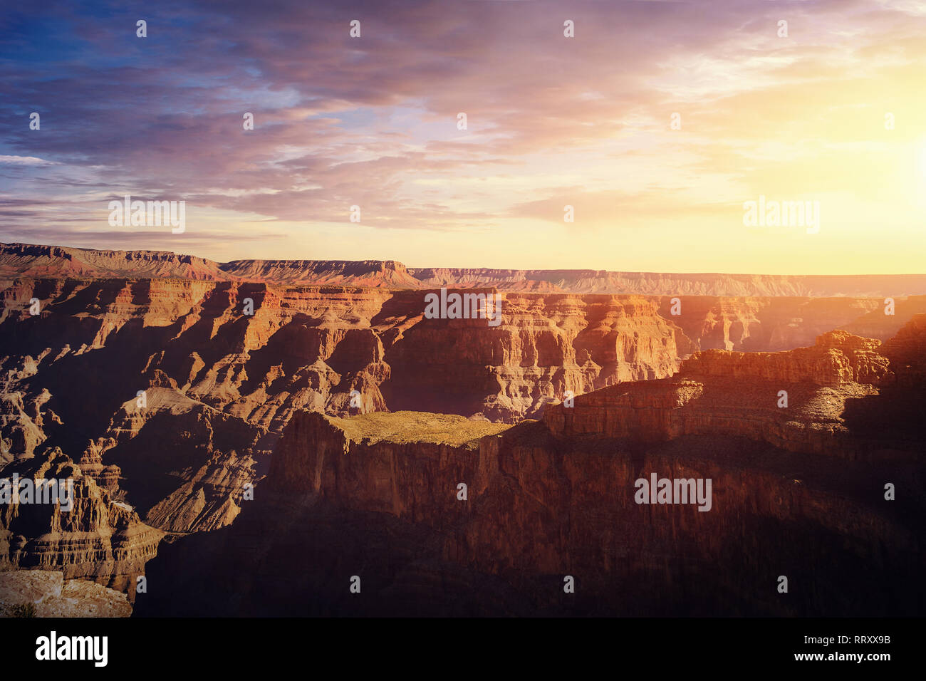 Grand Canyon West Rim at sunset - Arizona, USA Stock Photo