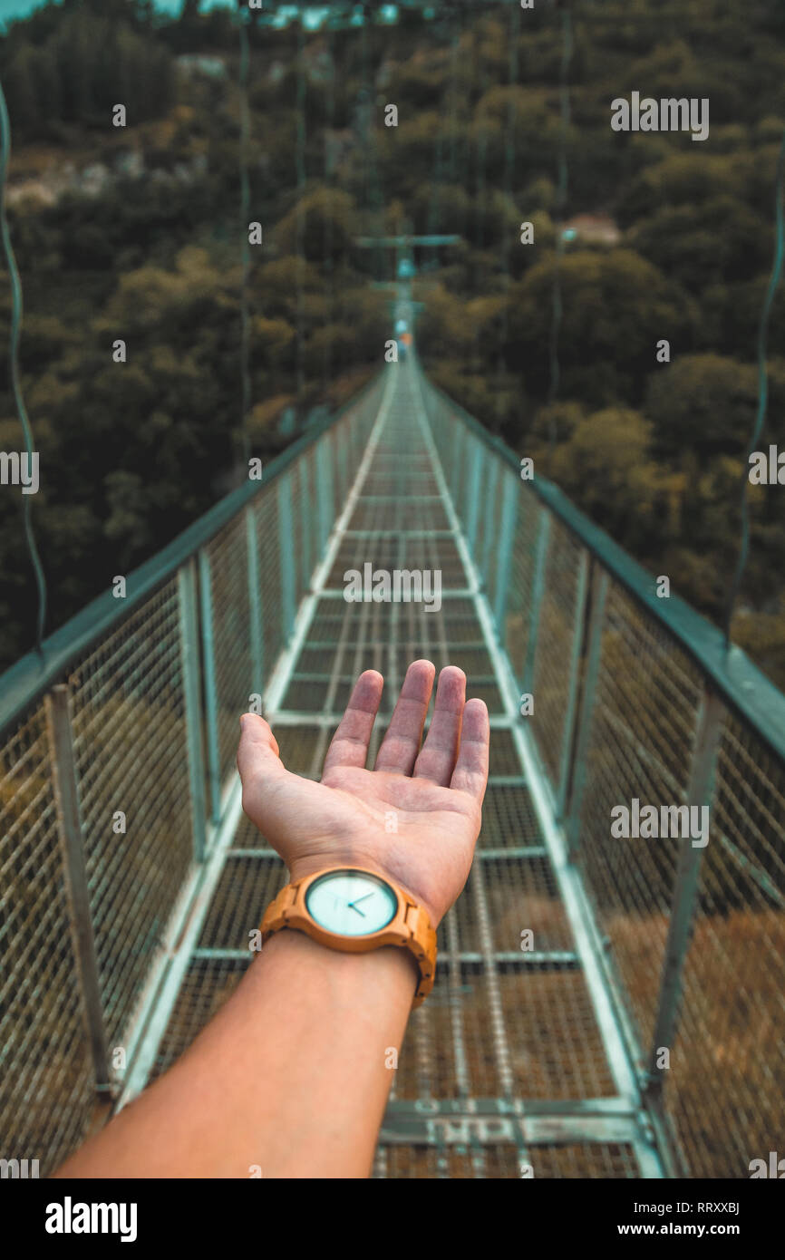 Hand on a bridge Stock Photo Alamy