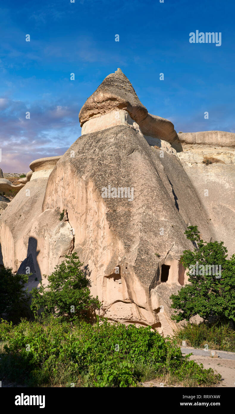 Pictures & images of the fairy chimney rock formations and rock pillars of “Pasaba Valley” near Goreme, Cappadocia, Nevsehir, Turkey Stock Photo