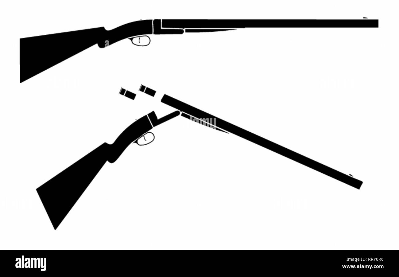 12 gauge shotgun simple. Black fill. Stock Vector