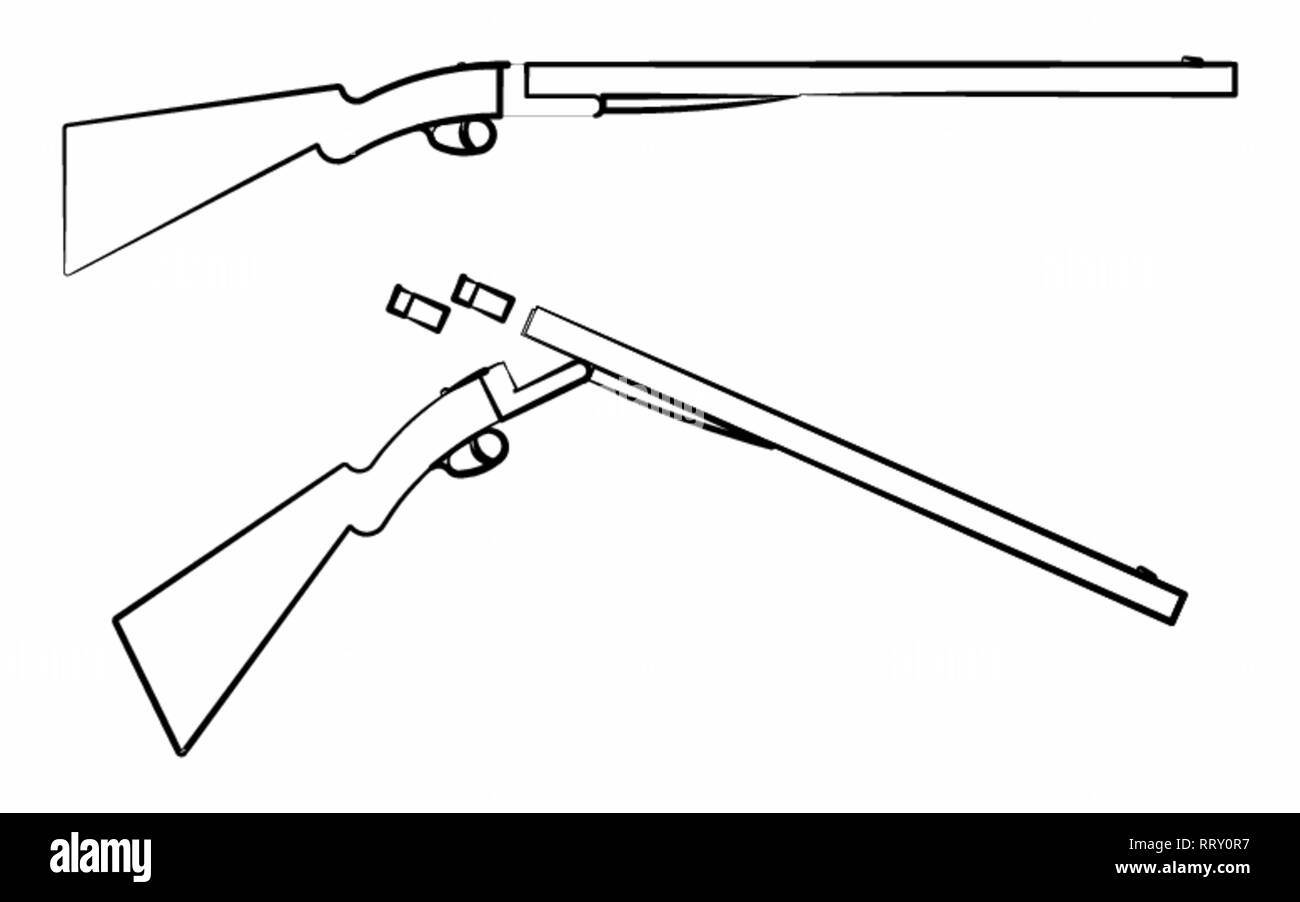 12 gauge shotgun simple. Outline like a brushstrokes Stock Vector