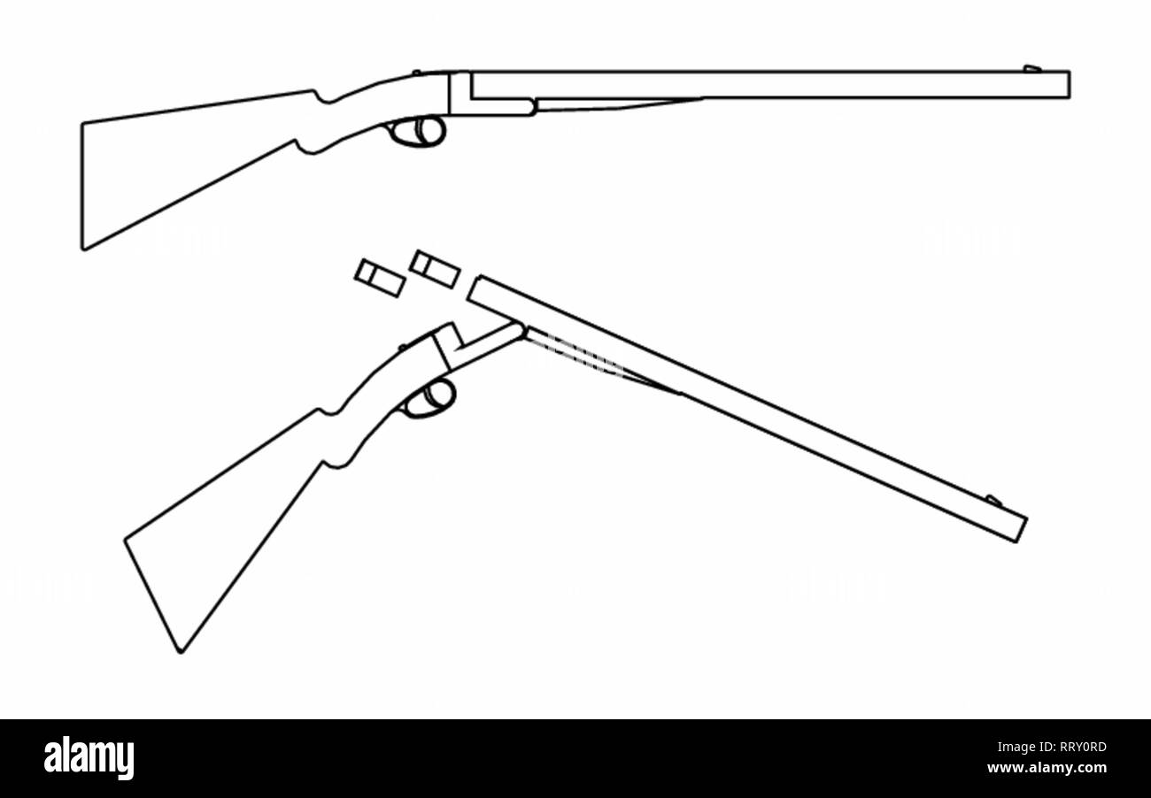 12 gauge shotgun simple. Outline only Stock Vector