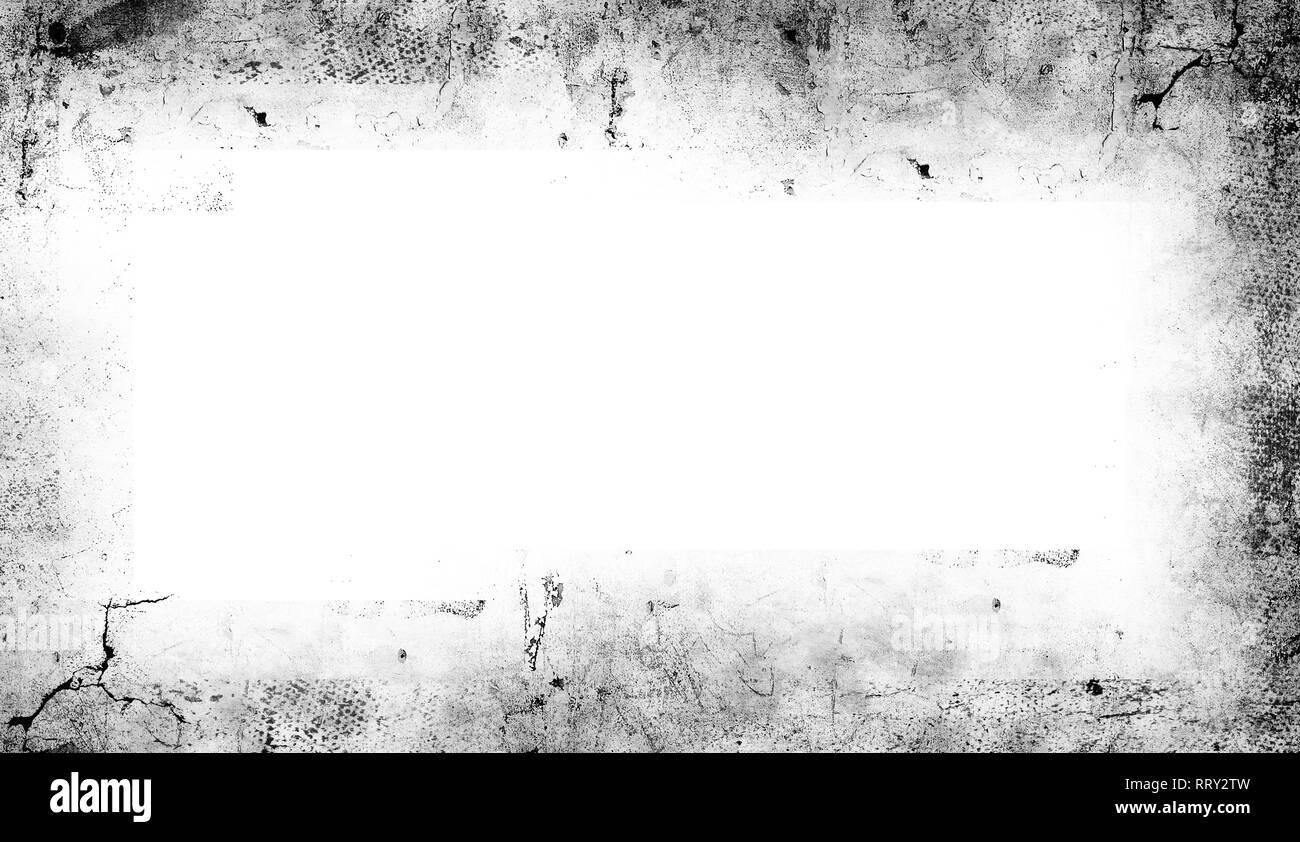 Vintage scratched grunge border overlays on isolated white background for copyspace Stock Photo