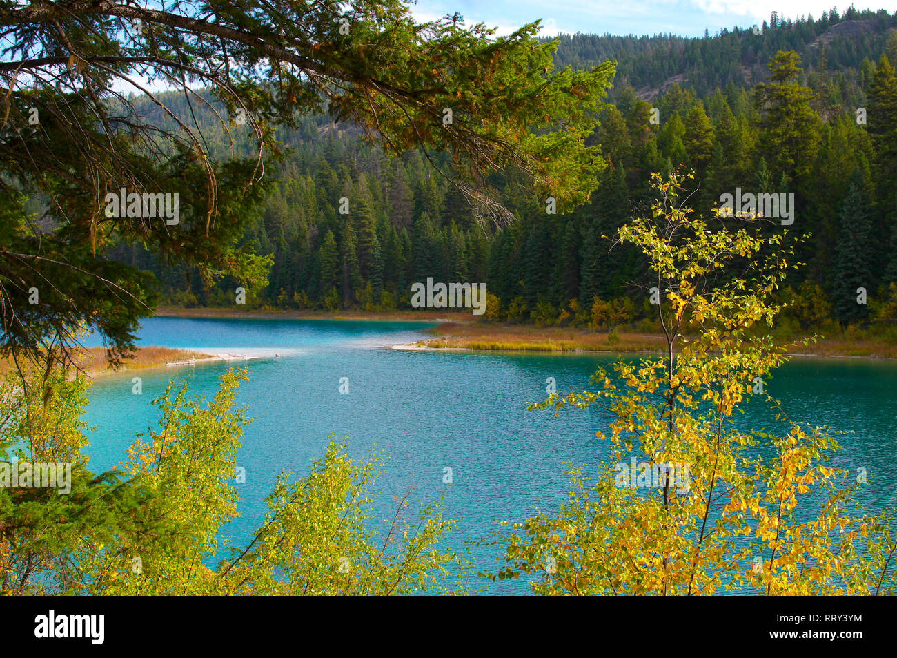A Framed View of Kentucky Lake, British Columbia, Canada. Stock Photo