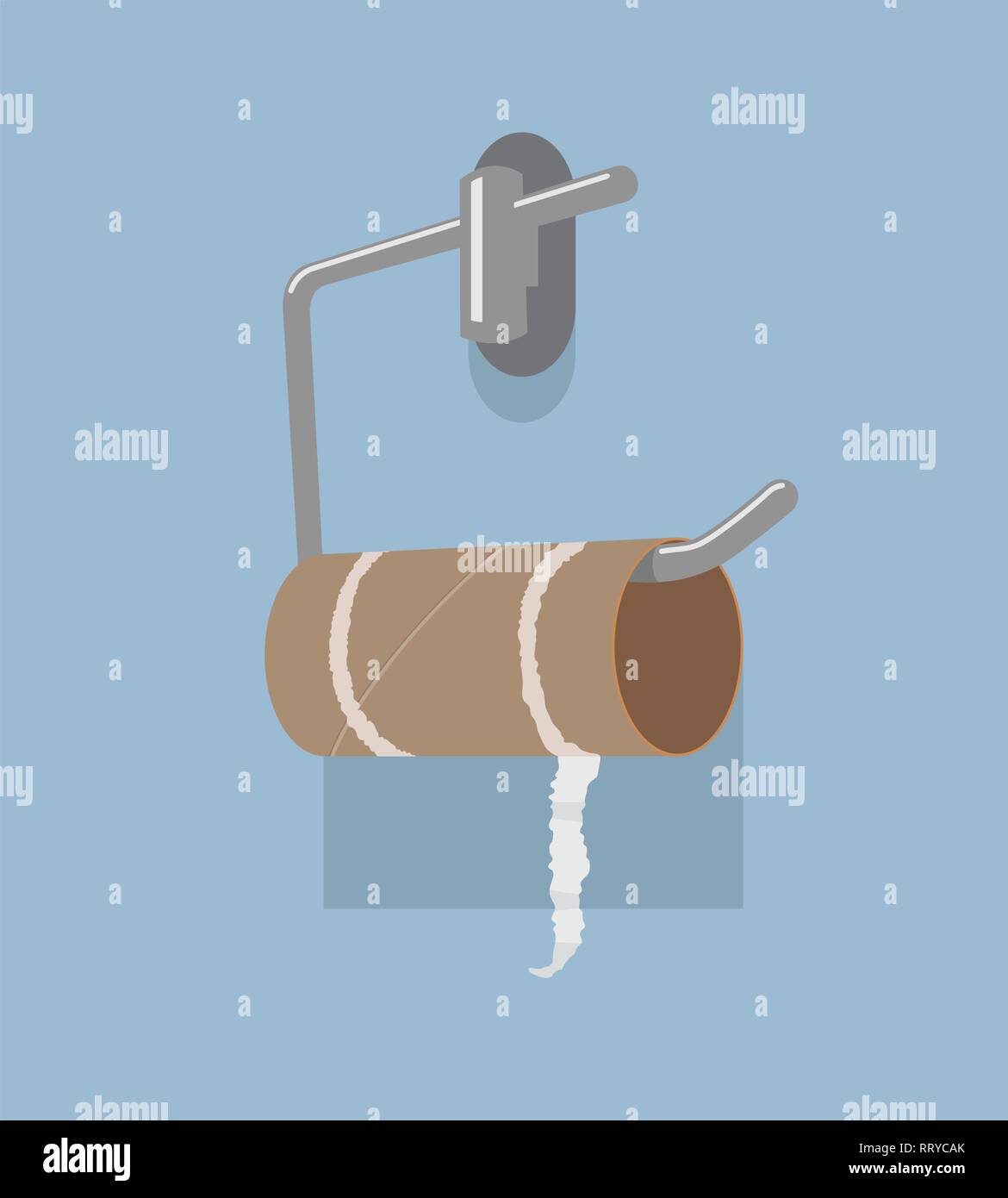 vector empty toilet paper roll and metal holder. hygiene icon of no clean toilet paper in bathroom Stock Vector