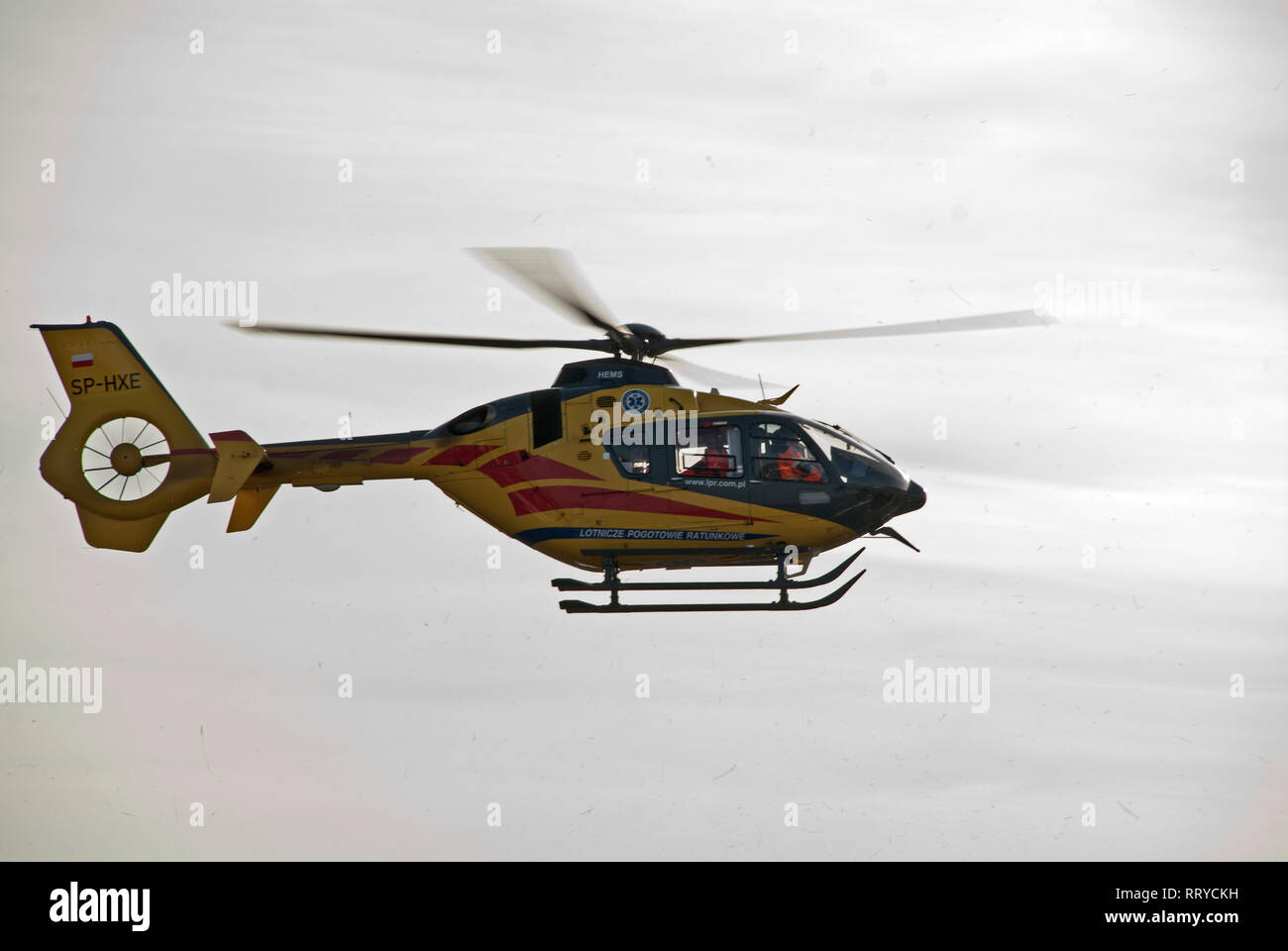 Helicopter of the Polish Medical Air Rescue - Polish Lotnicze Pogotowie  Ratunkowe. The helicopter flies away Stock Photo - Alamy