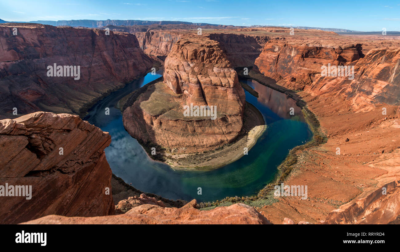 Panoramic view of Horseshoe Bend Stock Photo