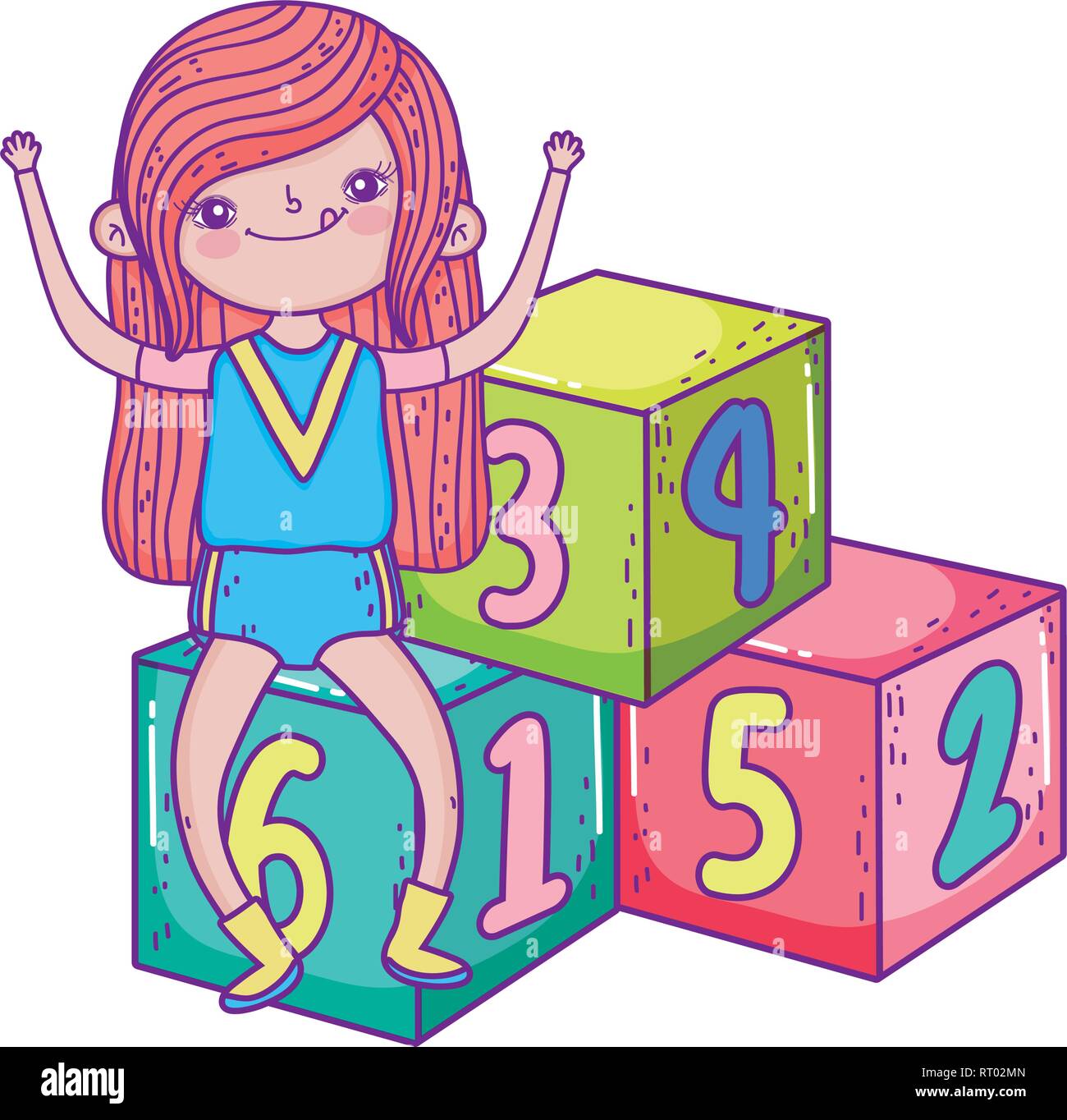 Numbers Block Girl little girl playing with blocks numbers Stock Vector Image & Art - Alamy