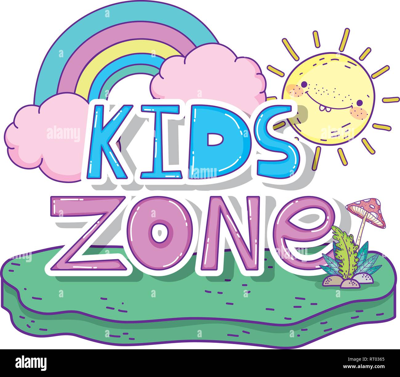 happy kids zone word label with rainbow Stock Vector Image & Art Alamy