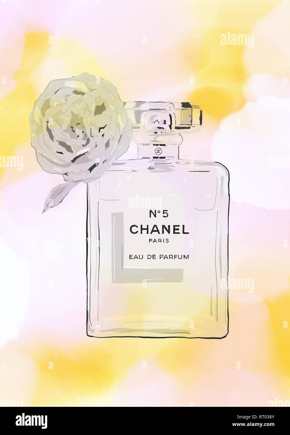 Coco Chanel No 5 Perfume Bottle With Flower Stock Photo 238489131